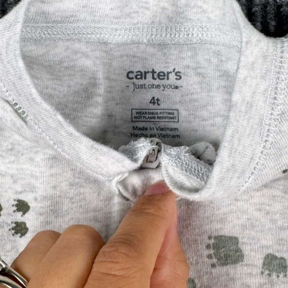Carter's Reshinee Toddler Boys Dinosaur Pajamas Lot 3T 4T Bamboo‎ Footed PJs 5pc